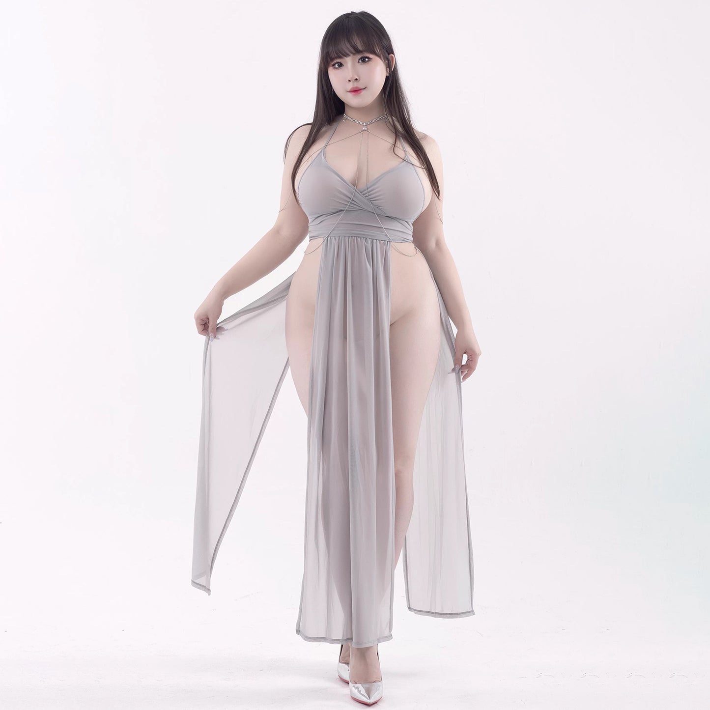 グレーシンデレラ 透け感シフォン大人セクシーなロングドレスセット【TANG YUAN】