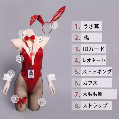 アズールレーン 大鳳バニーコスプレ 艶めく赤エナメルレオタードバニーガールコスプレ【歪萌舍】