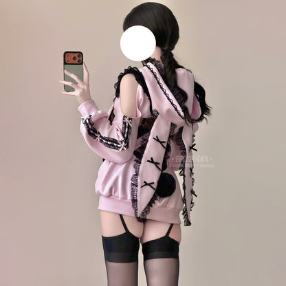 甘くて小悪魔なうさ耳ボレロ付きのサスペンダースカート豪華5点セット【エビスタジオ】