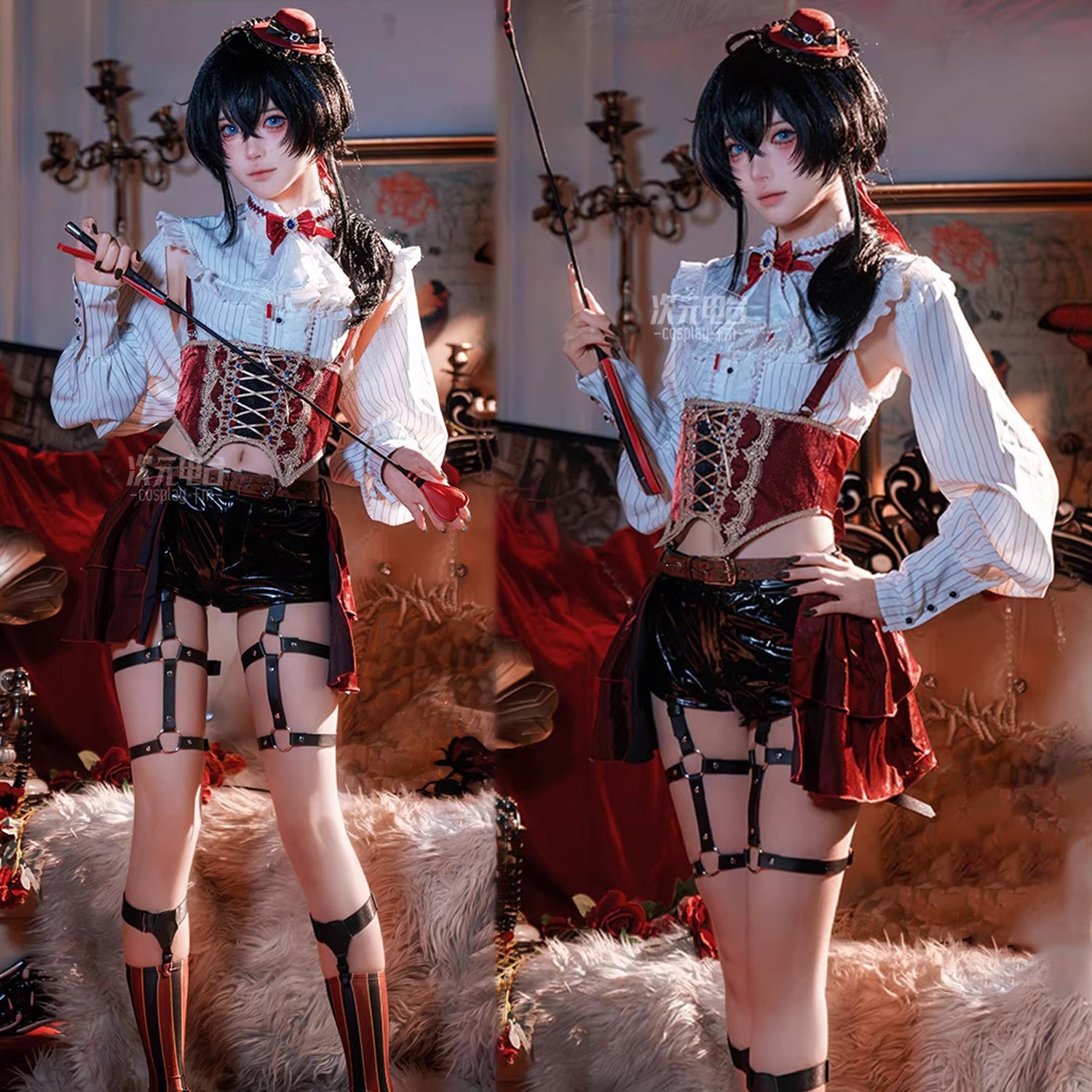 池咲ミサ 娼年バトリ エリザベート コスプレ衣装 ショタ ゴシック フルセット　コルセット 編み上げ ウエストライン 男の娘 背徳感 ディテール