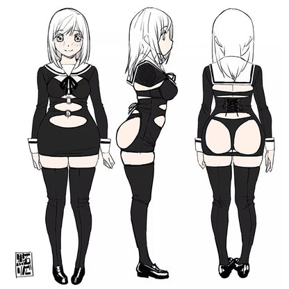 セクシーなカットアウトされたエナメルミニ丈ワンピース【FEATURIUM】