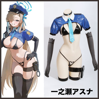 ブルーアーカイブ 一之瀬アスナ 飛鳥馬トキ スケベエナメルビキニポリスコスプレ 婦人警察【歪萌舍】