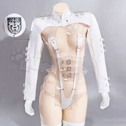 黒暗王朝 ホワイトエナメルセクシーナースコスプレ クリアコルセット付き【歪萌舍】