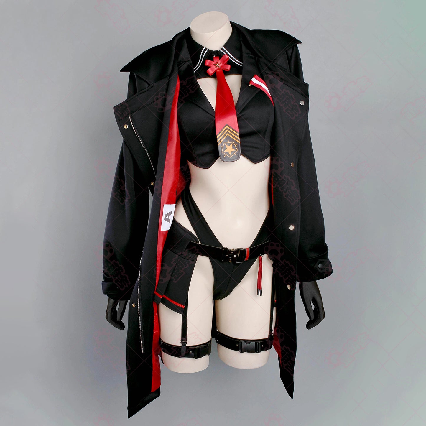 NIKKE エマ コスプレ 歪萌舎 戦闘服 フルセット タイトインナー 正面 重厚ジャケット 谷間強調 ニケ コスチューム