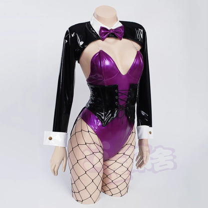 【予約】対魔忍 井河アサギバニーコスプレアサギエナメルパープルバニーガールコスプレ【歪萌舍】