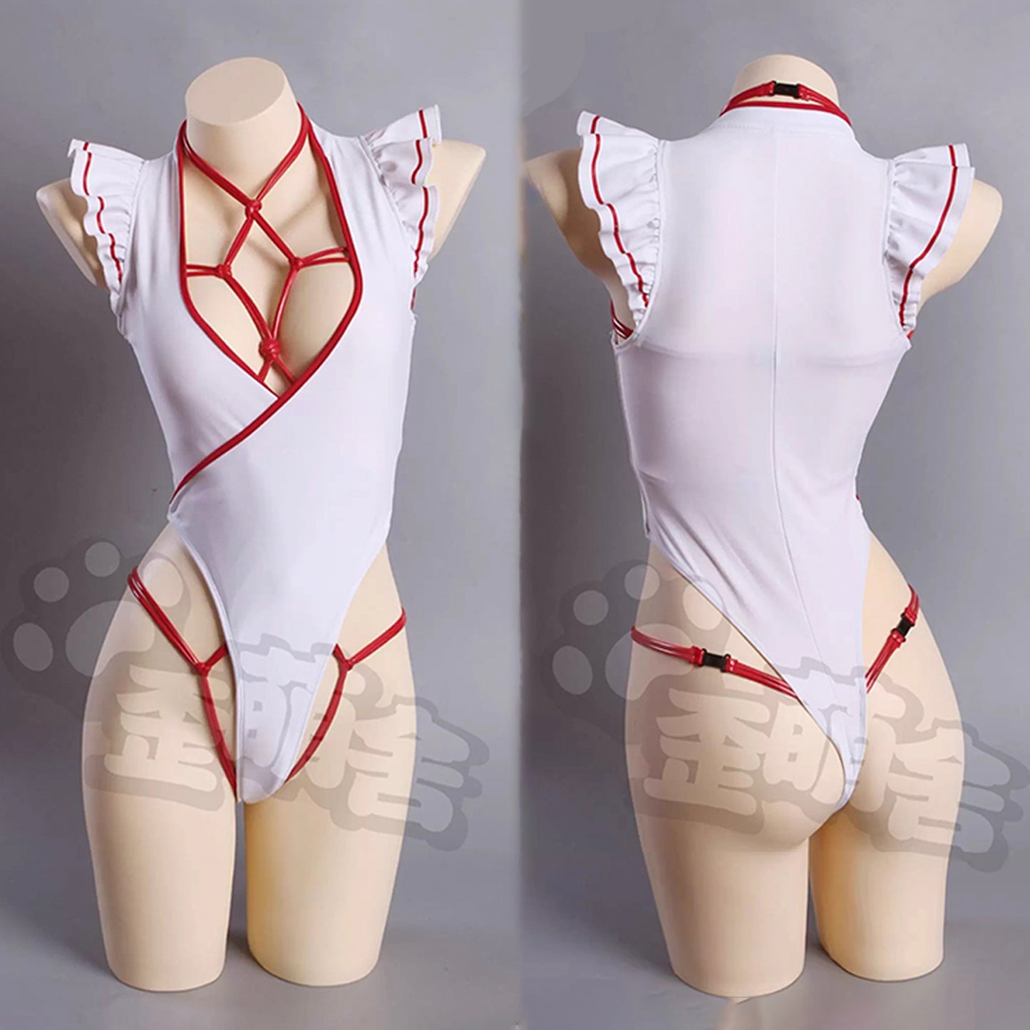 Chowbieデザイン レザー束縛ハーネスインナーの和装巫女風コスプレ【歪萌舍】