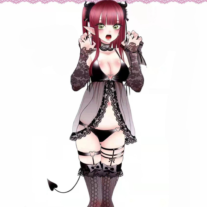 喜多川海夢 透け透け小悪魔ランジェリーコスプレ セクシーサキュバス 着せ恋コスプレ【歪萌舍】NO.044