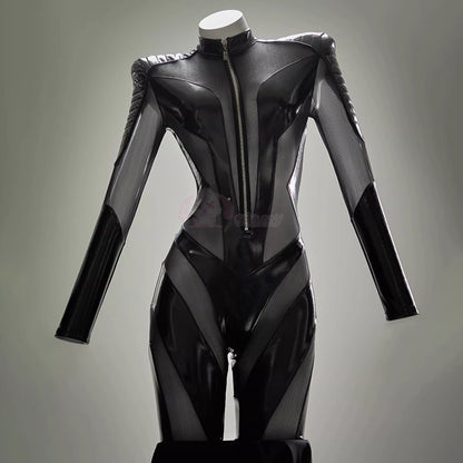 幻想的な輝きを放つ透け感メッシュを融合したサイバー風スキンスーツ【Bbunny】