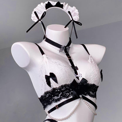 3WAY着用可能なメイド風セクシーハーネスランジェリーコスチューム 透けレース×マイクロビキニの誘惑コーデ【エビスタジオ】