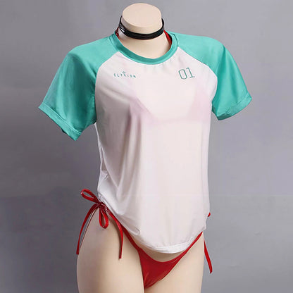 NIKKE ラピレッドフレーバー風水着ビキニとショートTコスプレセット【歪萌舍】