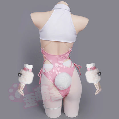 【予約】NIKKE ミルクブルーミングバニーコスプレ 可愛いピンクエナメルハイレグバニーガール【歪萌舍】