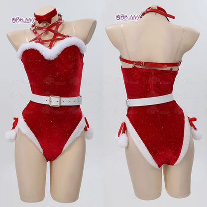 聖なる夜に魔法をかける上品なサンタガールコスプレセット クリスマス魔女コスチューム【Bbunny】