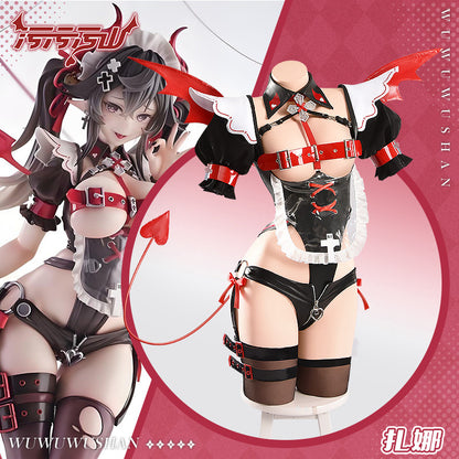 セクシーなサキュバス風エナメルレオタードコスプレセット【汚汚汚山】