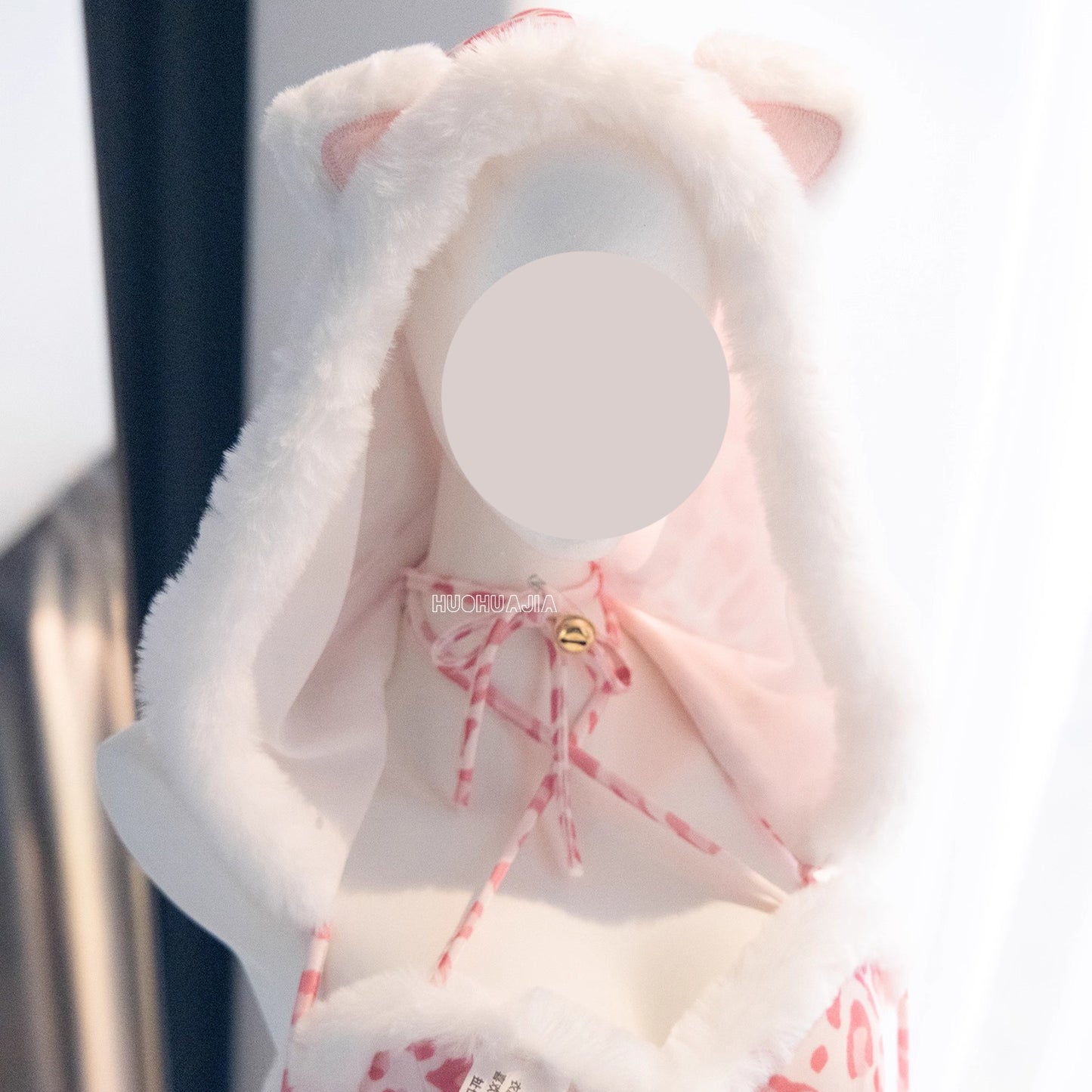 もこもこネコ耳ピンクレオパードセクシーワンピースコスチューム【火華家】