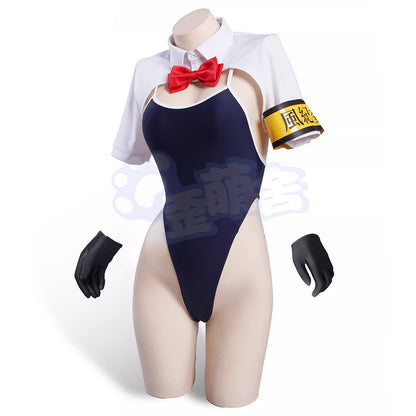 セクシーな風紀委員長スクール水着コスプレ ハイレグ水着制服【歪萌舍】