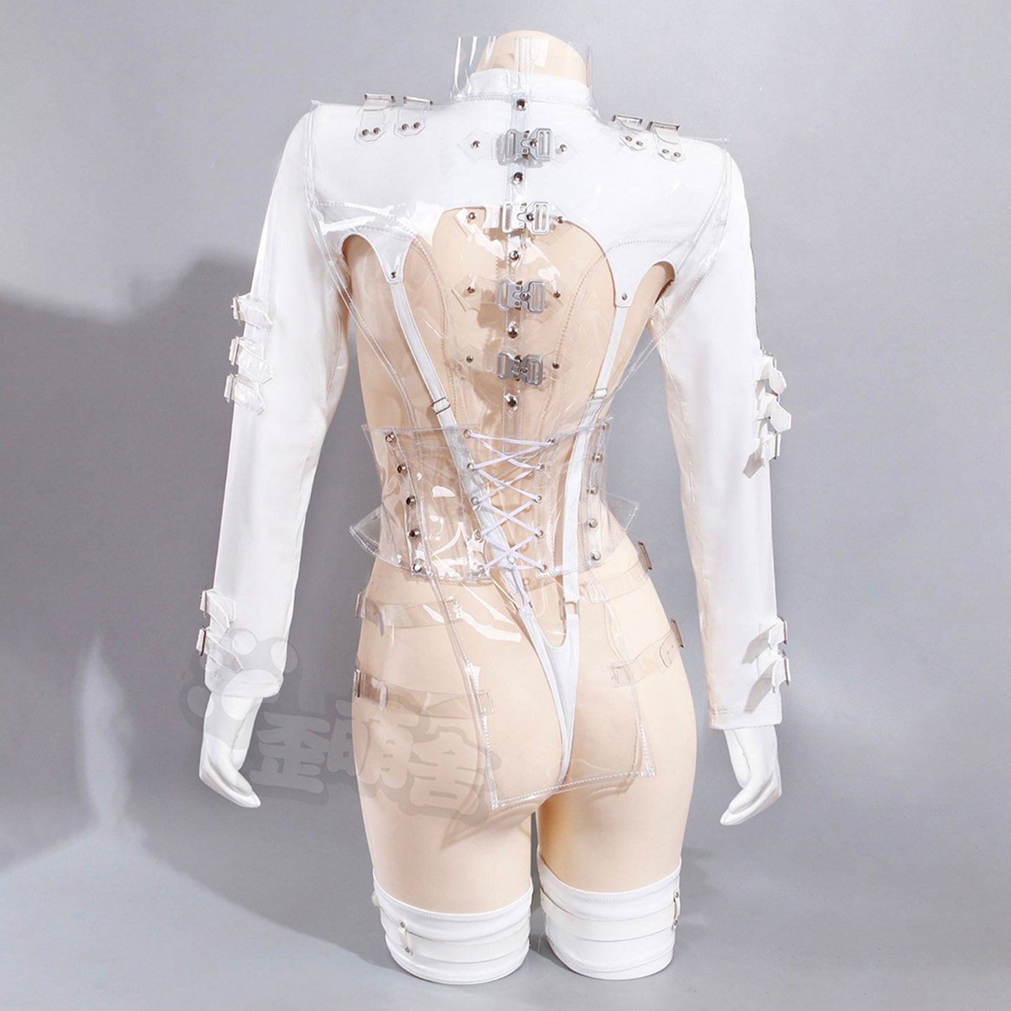 黒暗王朝 ホワイトエナメルセクシーナースコスプレ クリアコルセット付き【歪萌舍】