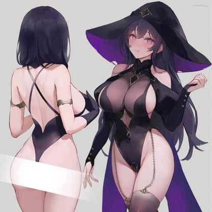 Chowbieデザイン 透け透け魔女ハイレグレオタードコスプレ セクシーハロウィン巫女風コスプレ【歪萌舍】