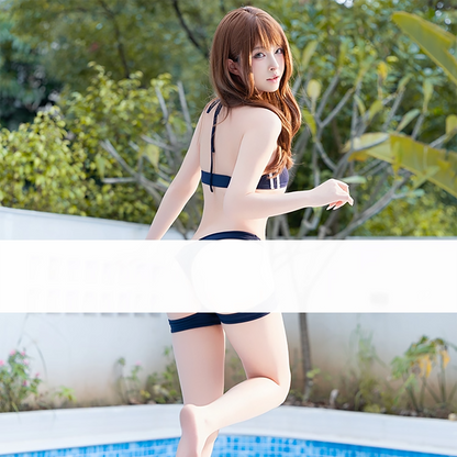 半乳見えてるエッチなスクール水着風極上セクシービキニセット【得体社】