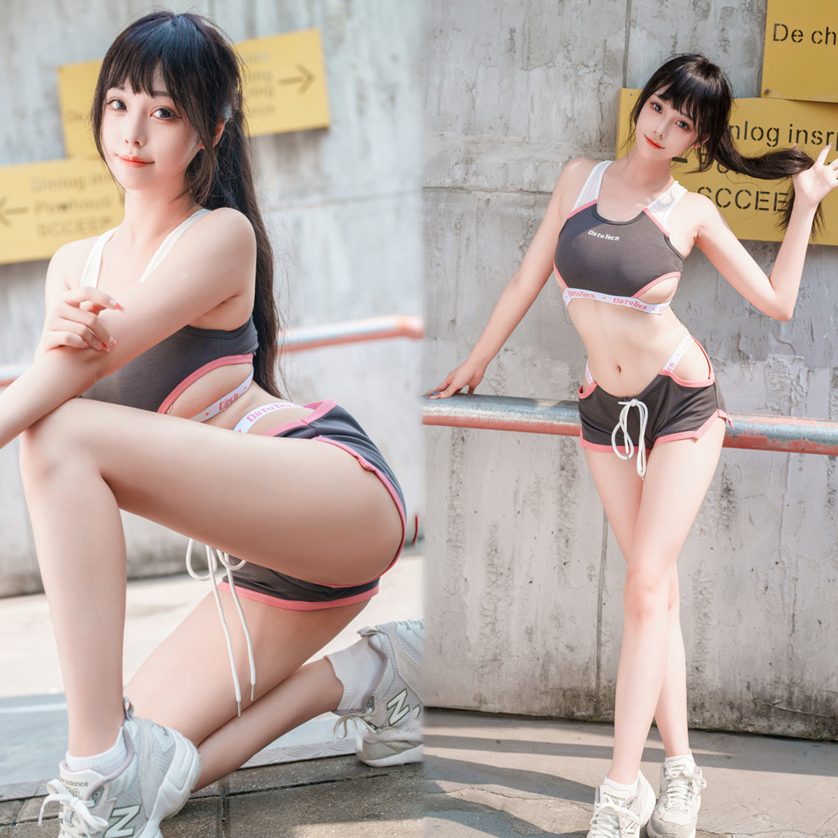 露出控えめのセクシートーレニングスーツ 運動スーツ【得体社】
