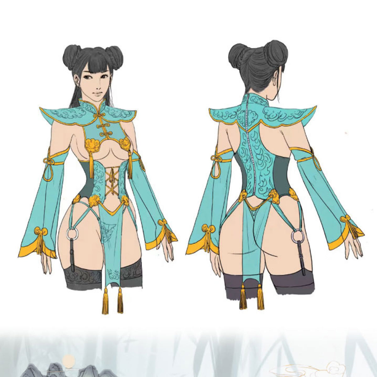 青鸞酔 暗黒王朝デザインアンティーク風セクシーチャイナコスプレ 漢服コスチューム【歪萌舍】