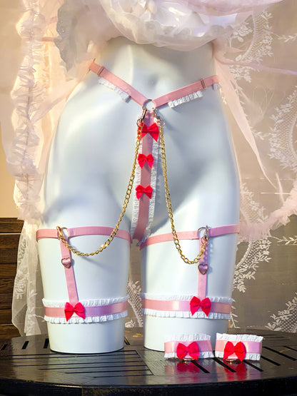 透け透けでエッチ可愛いくまハーネスメイドコスプレ ピンク【エビスタジオ】