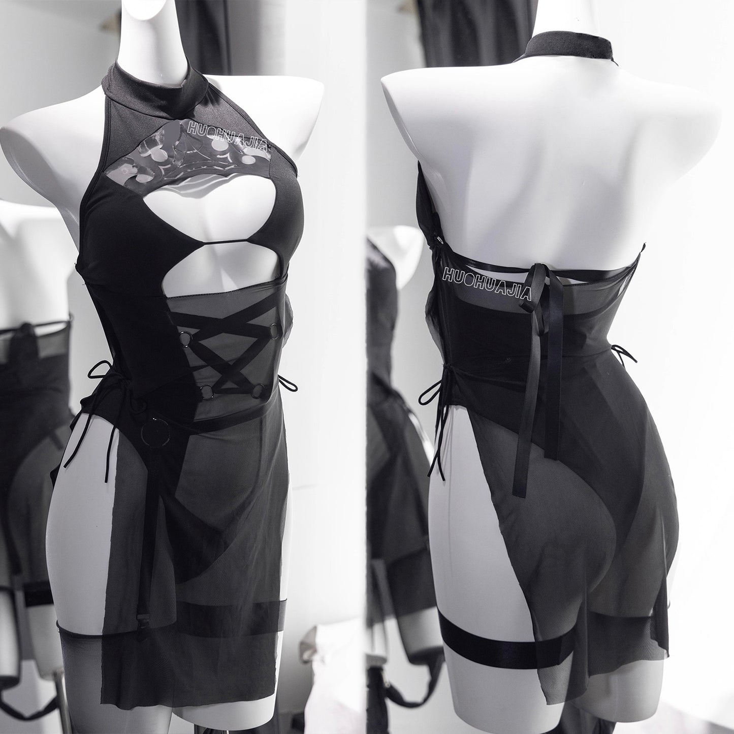 NIKKE 2B風セクシーハイレグ水着コスプレ9点セット【火華家】