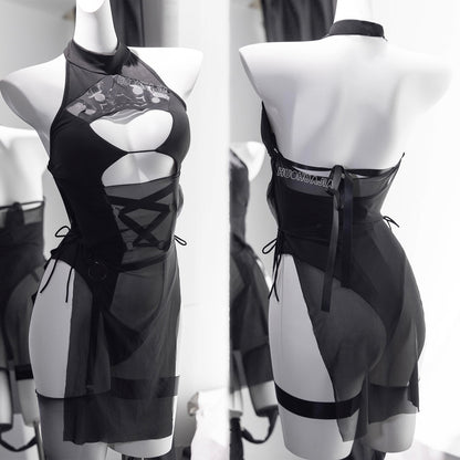 NIKKE 2B風セクシーハイレグ水着コスプレ9点セット【火華家】