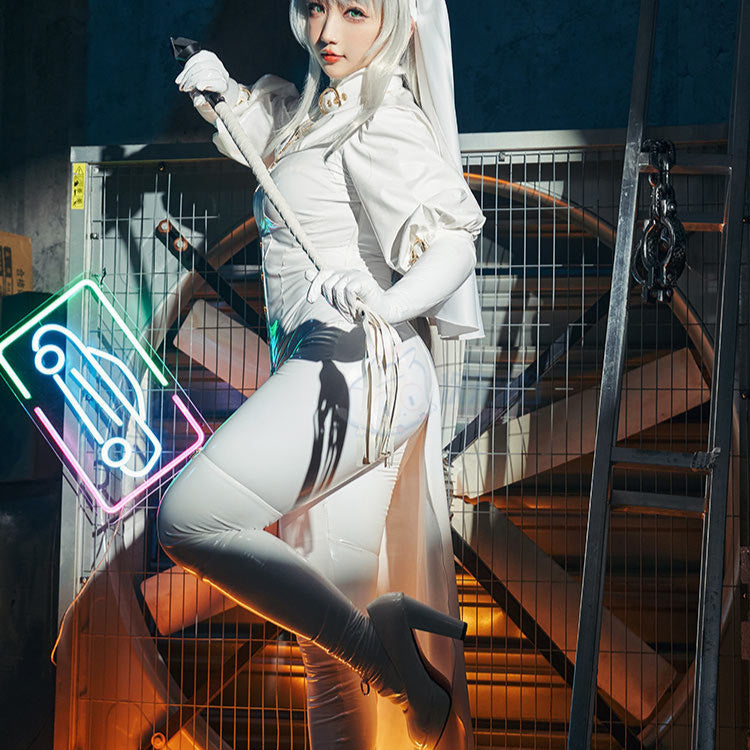 セクシー全身タイツエナメルシスターコスプレセット 白【ChowbieｘCosplay-FM】