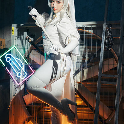 セクシー全身タイツエナメルシスターコスプレセット 白【ChowbieｘCosplay-FM】