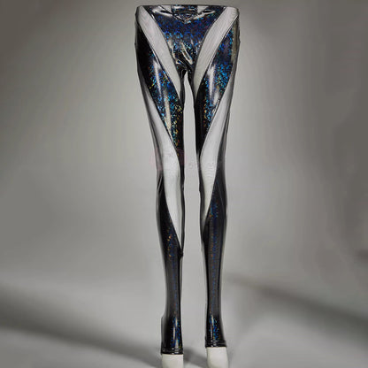 幻想的な輝きを放つ透け感メッシュを融合したサイバー風スキンスーツ【Bbunny】