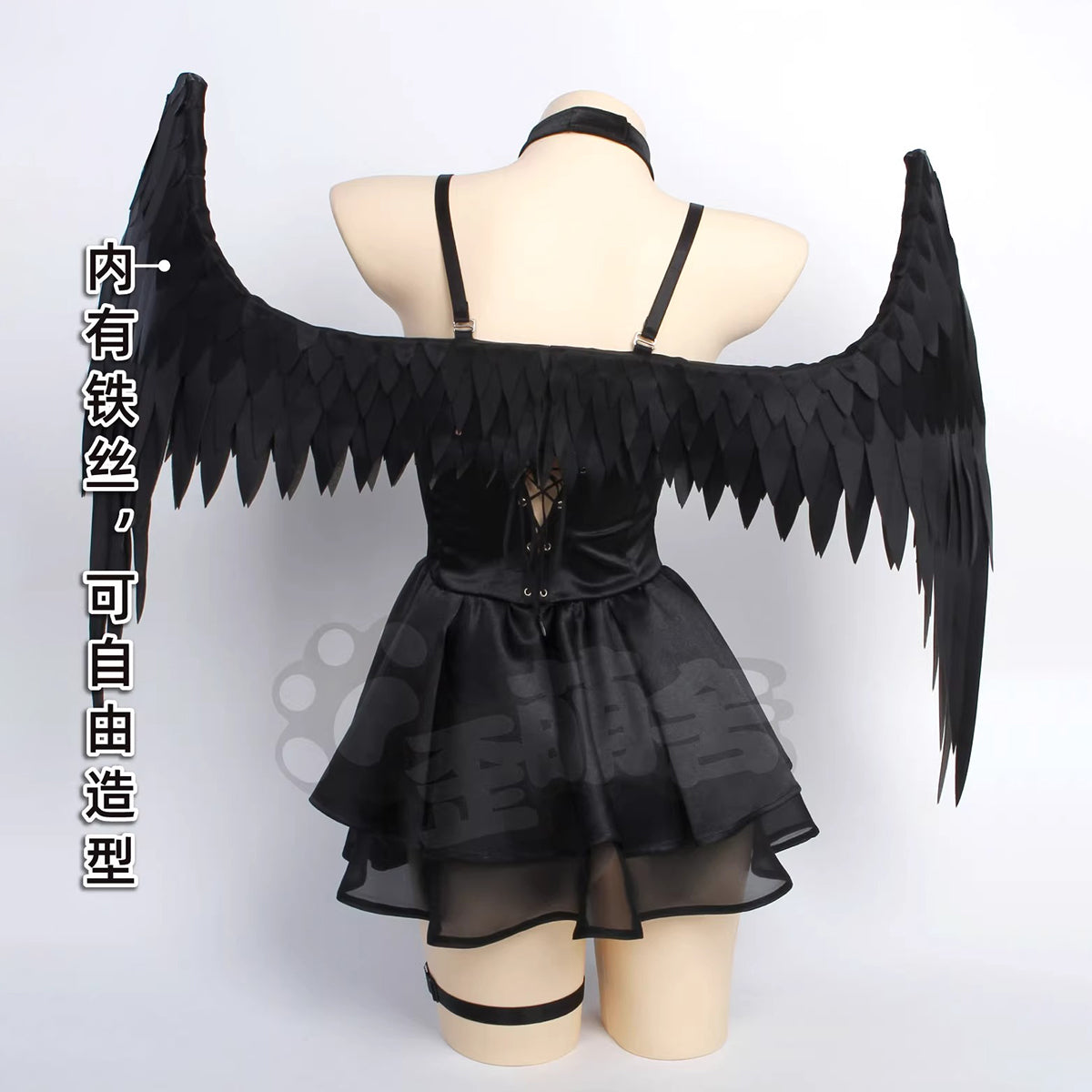 NIKKE ノワール 堕天使コスプレ ダークエンジェルエロランジェリードレス【歪萌舍】