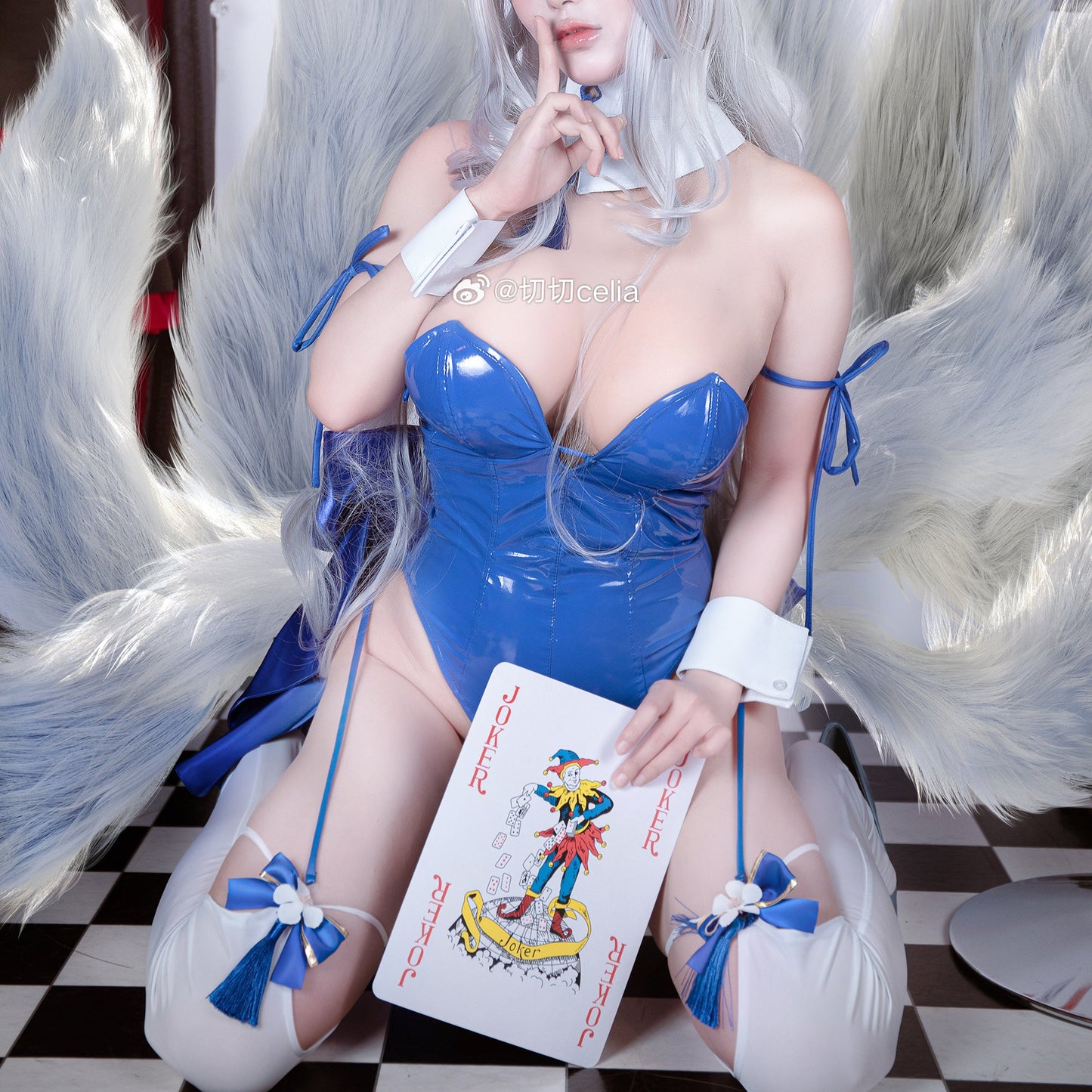 アズールレーン 幻夢の絡繰 信濃セクシーハイレグエナメルバニーコスプレ ブルー【歪萌舍】