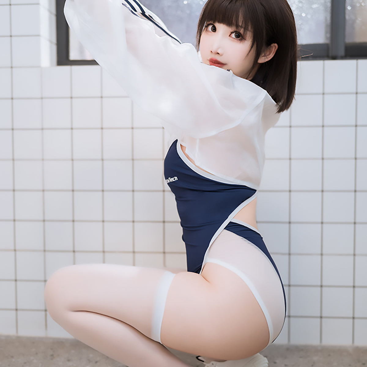 海月姫 競泳水着コスプレ3点セット 日焼け止めトップス付き【得体社】