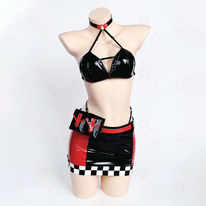 NIKKE レッドフード コスプレ レースクイーン RQ 歪萌舎 エナメル タイト 衣装