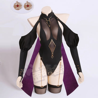 Chowbieデザイン 透け透け魔女ハイレグレオタードコスプレ セクシーハロウィン巫女風コスプレ【歪萌舍】
