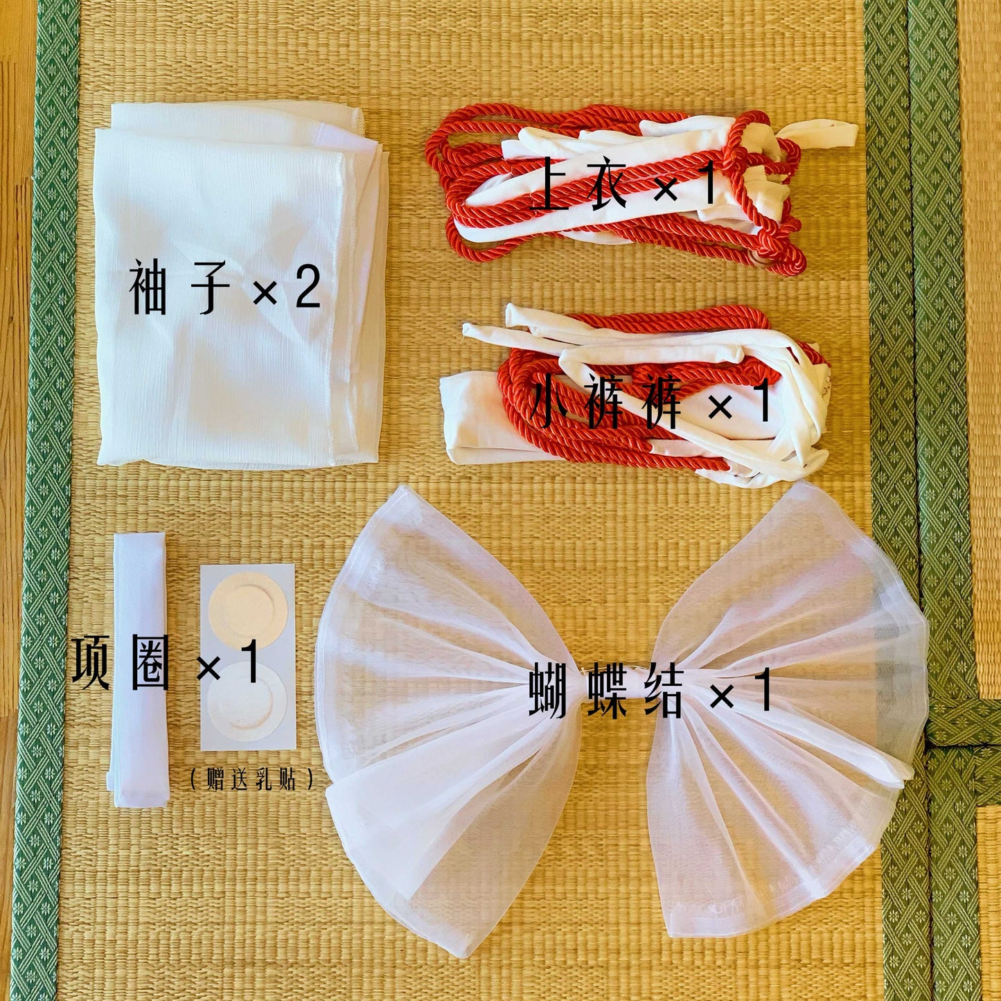 誰でも簡単に着用できる菱縄縛りビキニセットアップ 巫女風緊縛ランジェリー【エビスタジオ】