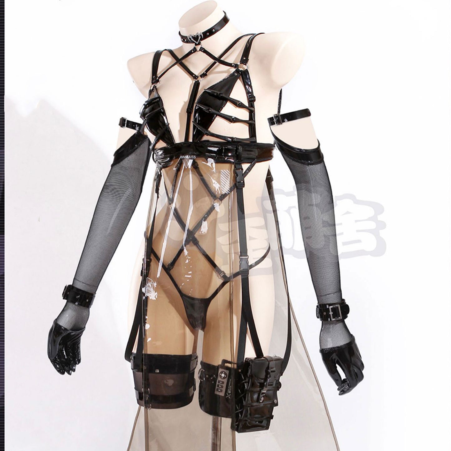 勝利の女神:NIKKE ミハラ風クリアエナメルワンピースコスプレ レオタードインナー【歪萌舍】