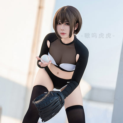 脇下が露になった長袖セクシースポーツウェア ブラック【得体社】