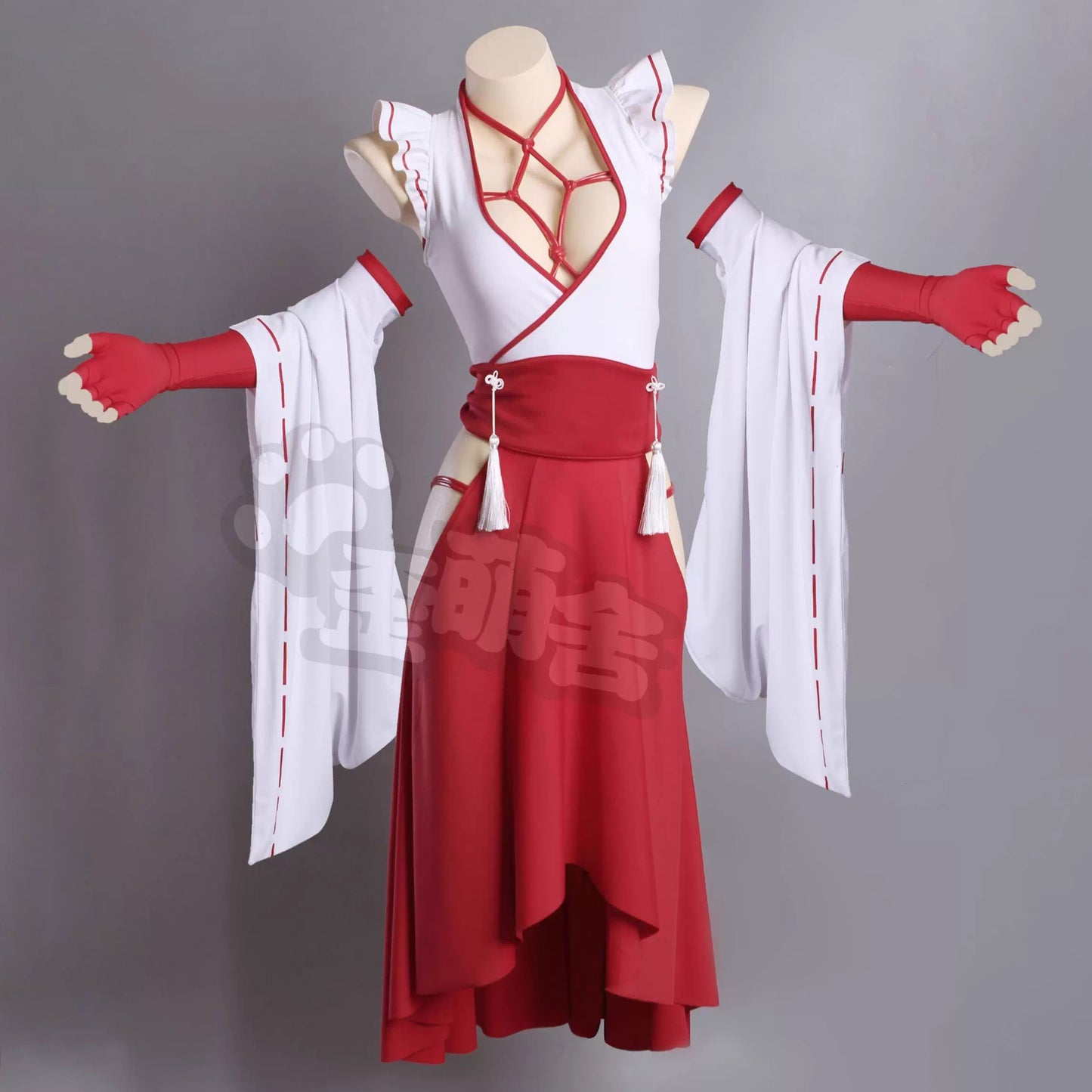 Chowbieデザイン レザー束縛ハーネスインナーの和装巫女風コスプレ【歪萌舍】