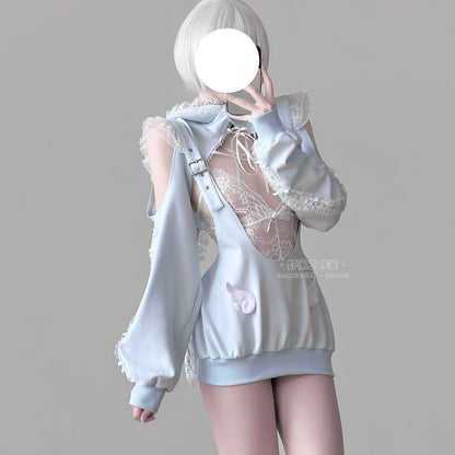 あざと可愛い水色うさ耳ボレロ付きのサスペンダースカート豪華5点セット【エビスタジオ】