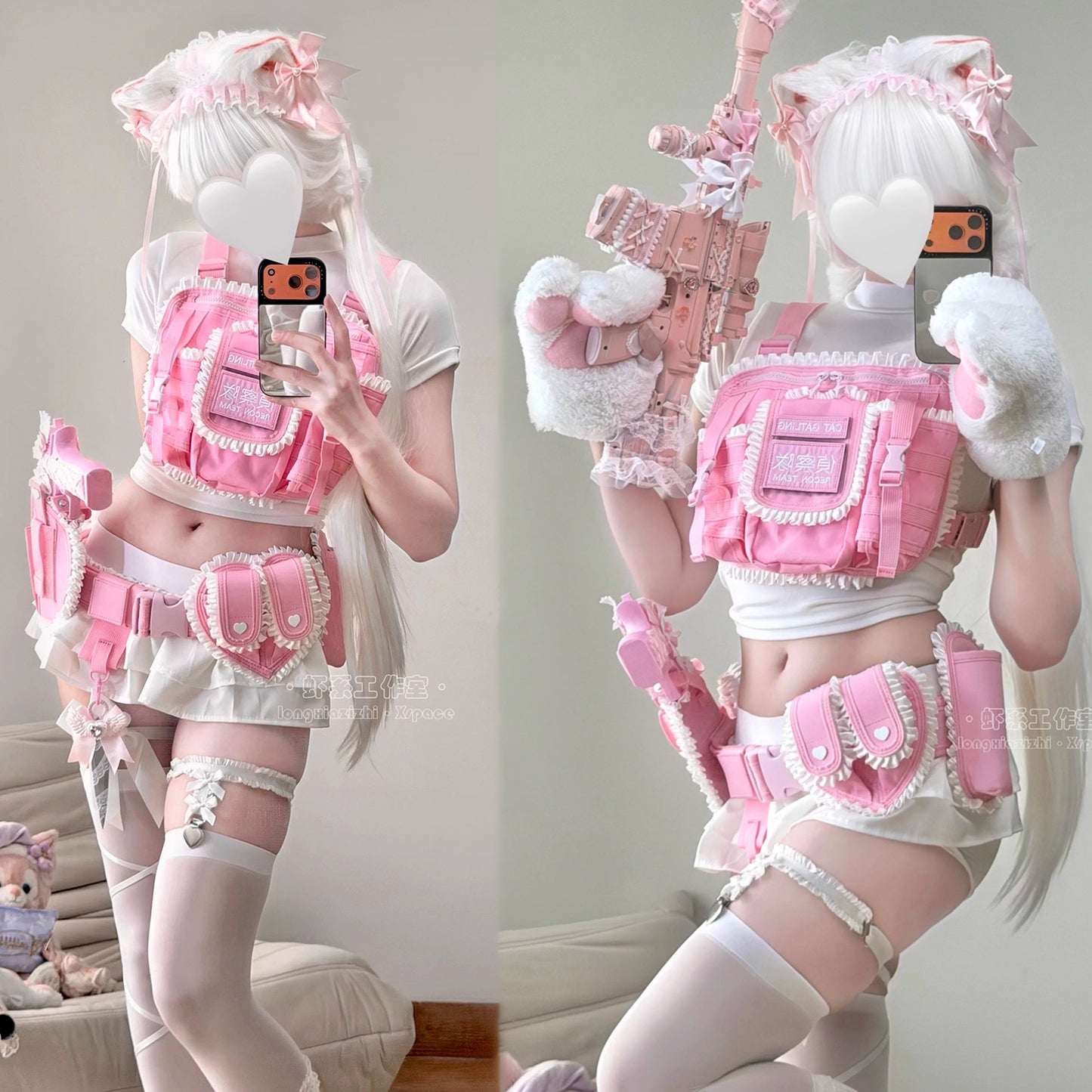【猫娘機動隊】ピンクの戦術美少女に変身！多機能チェストリグ＆タクティカルギア12点セット【エビスタジオ】