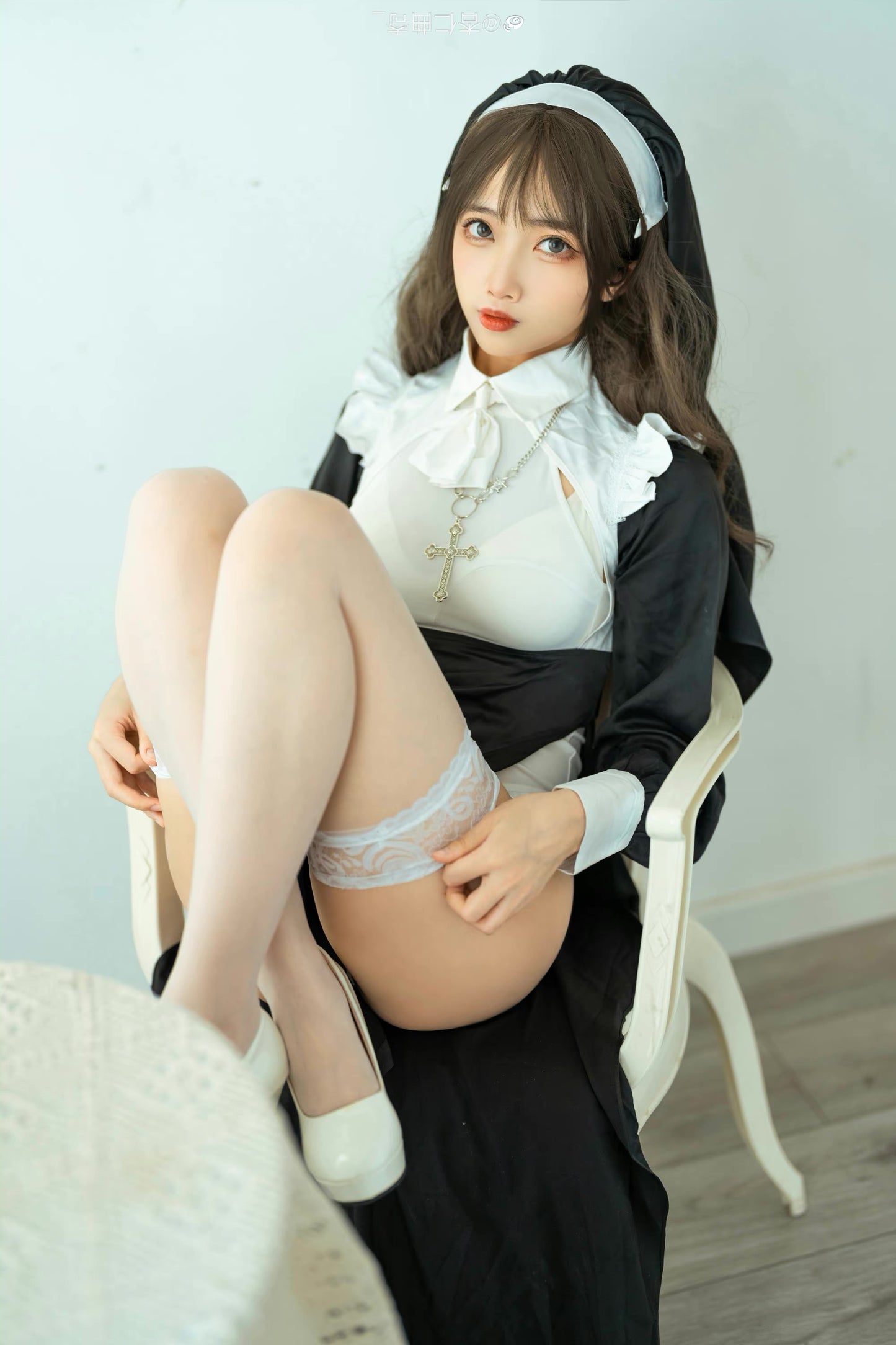 【2025年新バージョン】深めスリットセクシーレオタードシスターコスプレ 修道女コスプレ【火華家】