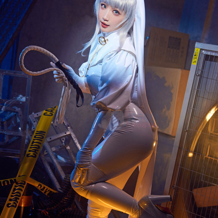 セクシー全身タイツエナメルシスターコスプレセット 白【ChowbieｘCosplay-FM】