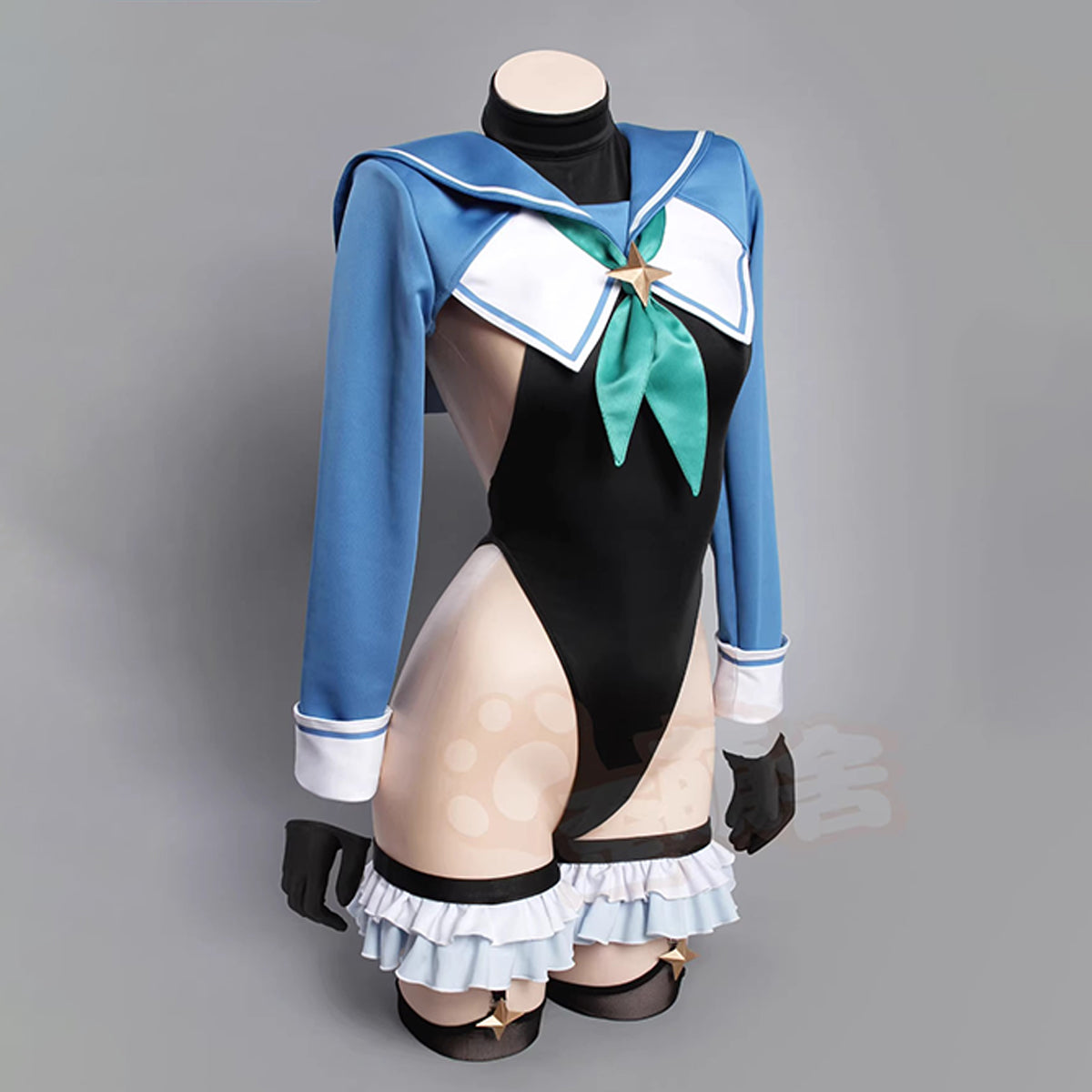 ブルアカ 円堂シミコ風 セーラー服 コスプレ 正面 歪萌舍 超ハイレグ セーラーレオタード コスプレ 過激 2WAY仕様