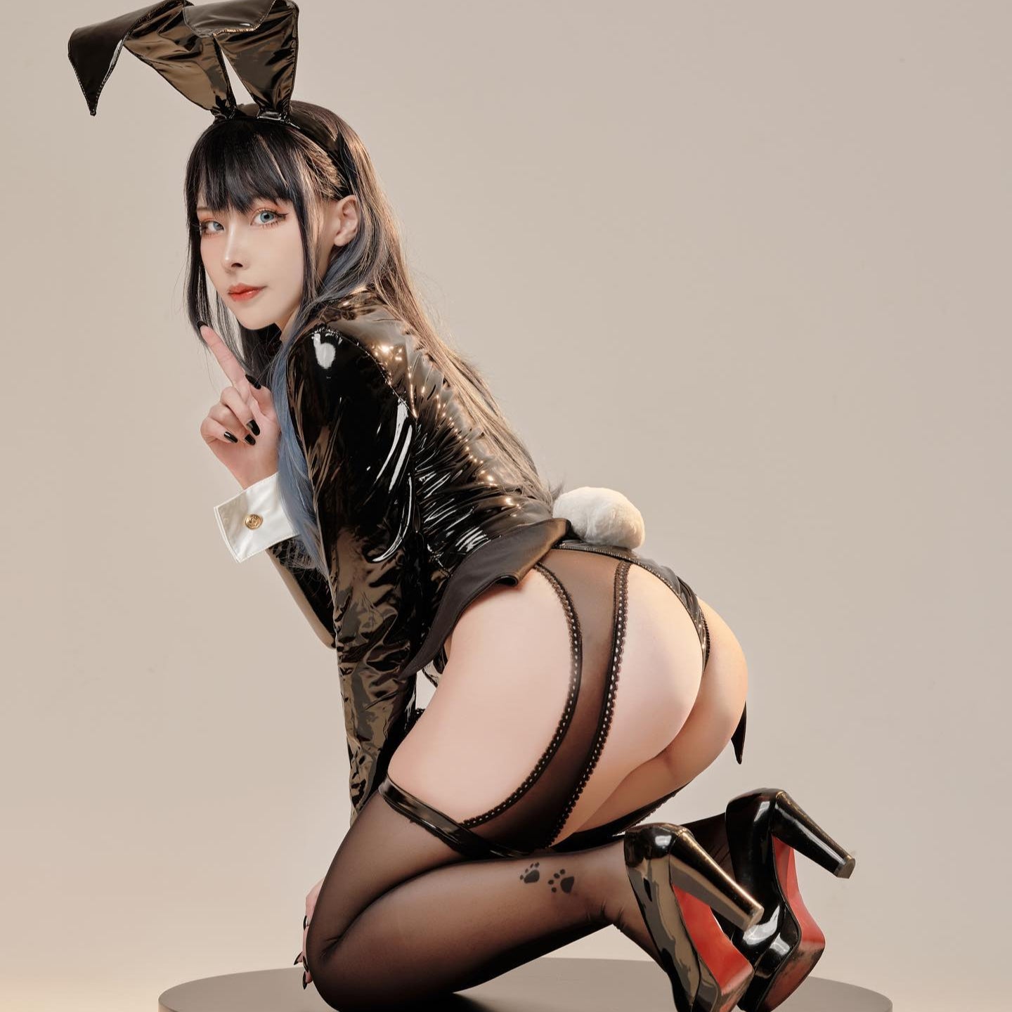 喜多川海夢 エナメルバニーガールコスプレ7点セット セクシーバニーコスプレ【歪萌舍】