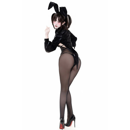 透け感たっぷりのセクシーな全身タイツ逆バニーコスプレ 燕尾ジャケット【BOLOLI】