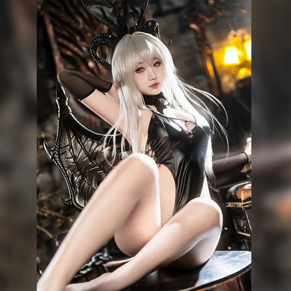 悪魔の角付きのセクシー超ハイレグレオタードバニーガールコスプレ【FEE ET MOI】