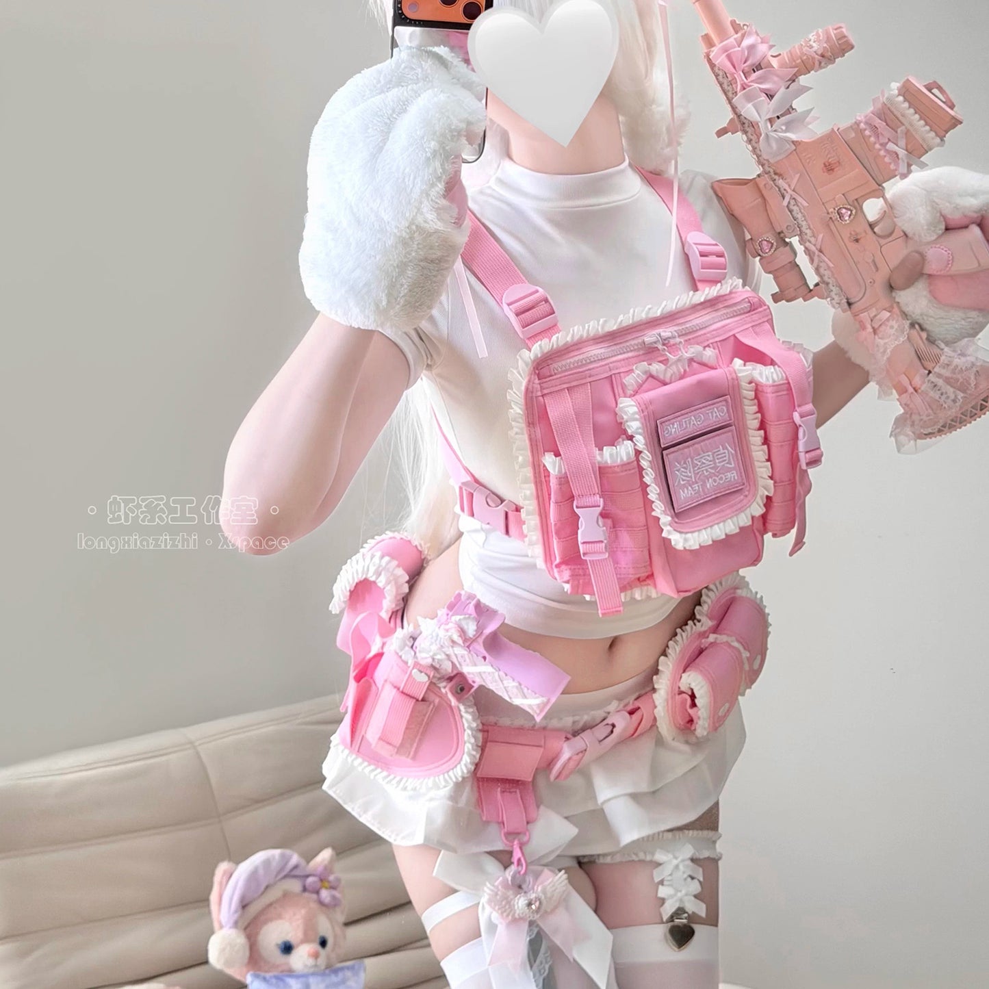 【猫娘機動隊】ピンクの戦術美少女に変身！多機能チェストリグ＆タクティカルギア12点セット【エビスタジオ】