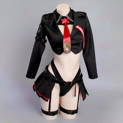 NIKKE エマ コスプレ 歪萌舎 戦闘服 フルセット タイトインナー 正面 重厚ジャケット 谷間強調 ニケ コスチューム