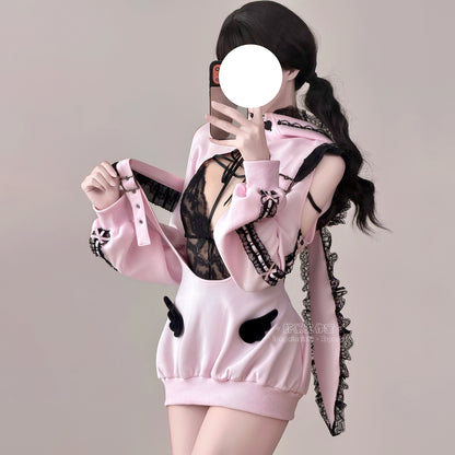 甘くて小悪魔なうさ耳ボレロ付きのサスペンダースカート豪華5点セット【エビスタジオ】